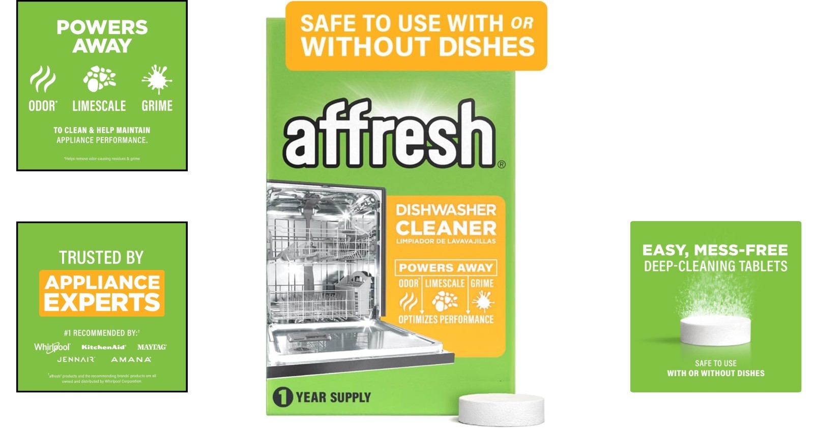 Powerful Dishwasher Cleaner Tablets – Removes Grime & Limescale, 1 Supply
