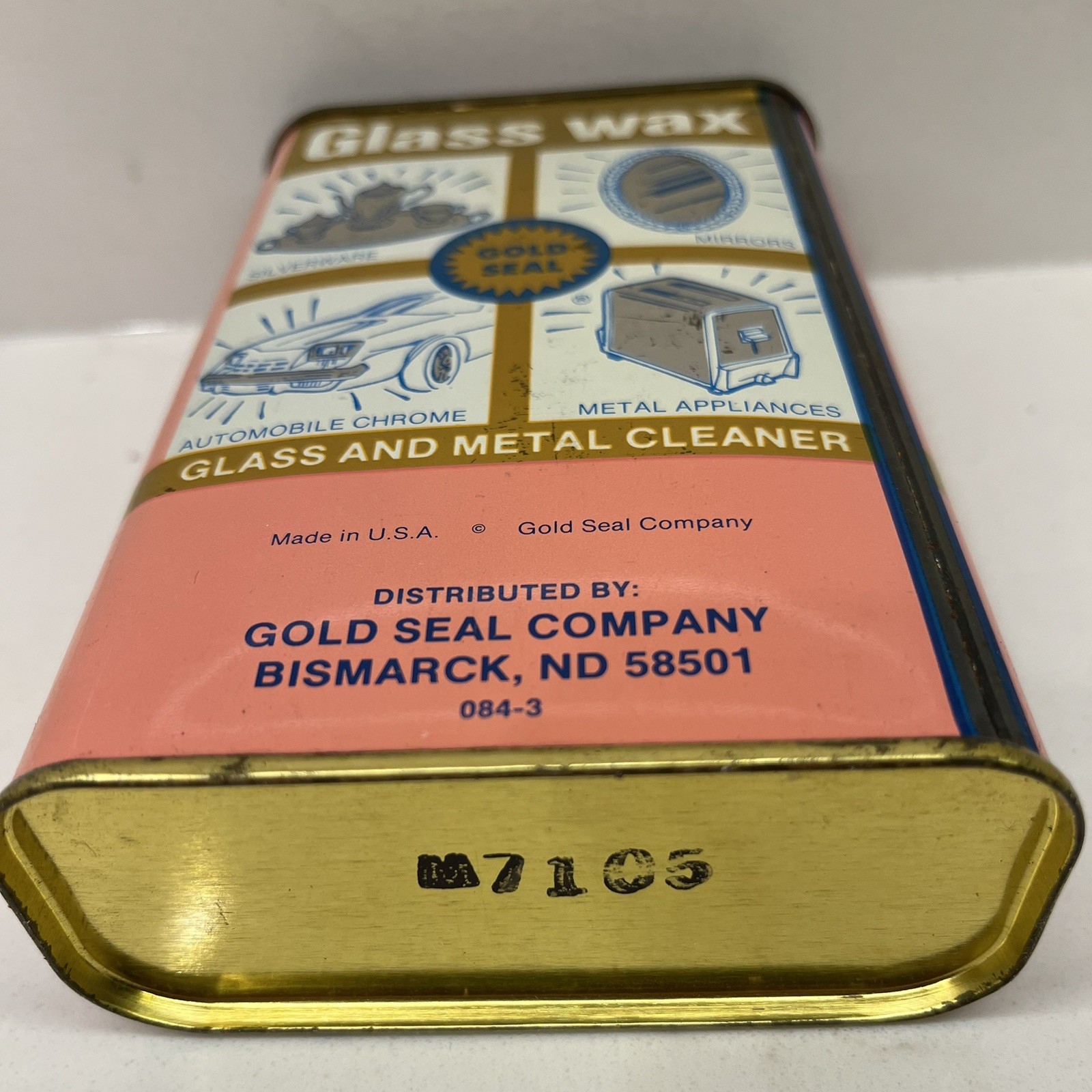 Vintage Can Gold Seal Co. GLASS WAX Glass Chrome Metal Cleaner Polisher 16 fl oz