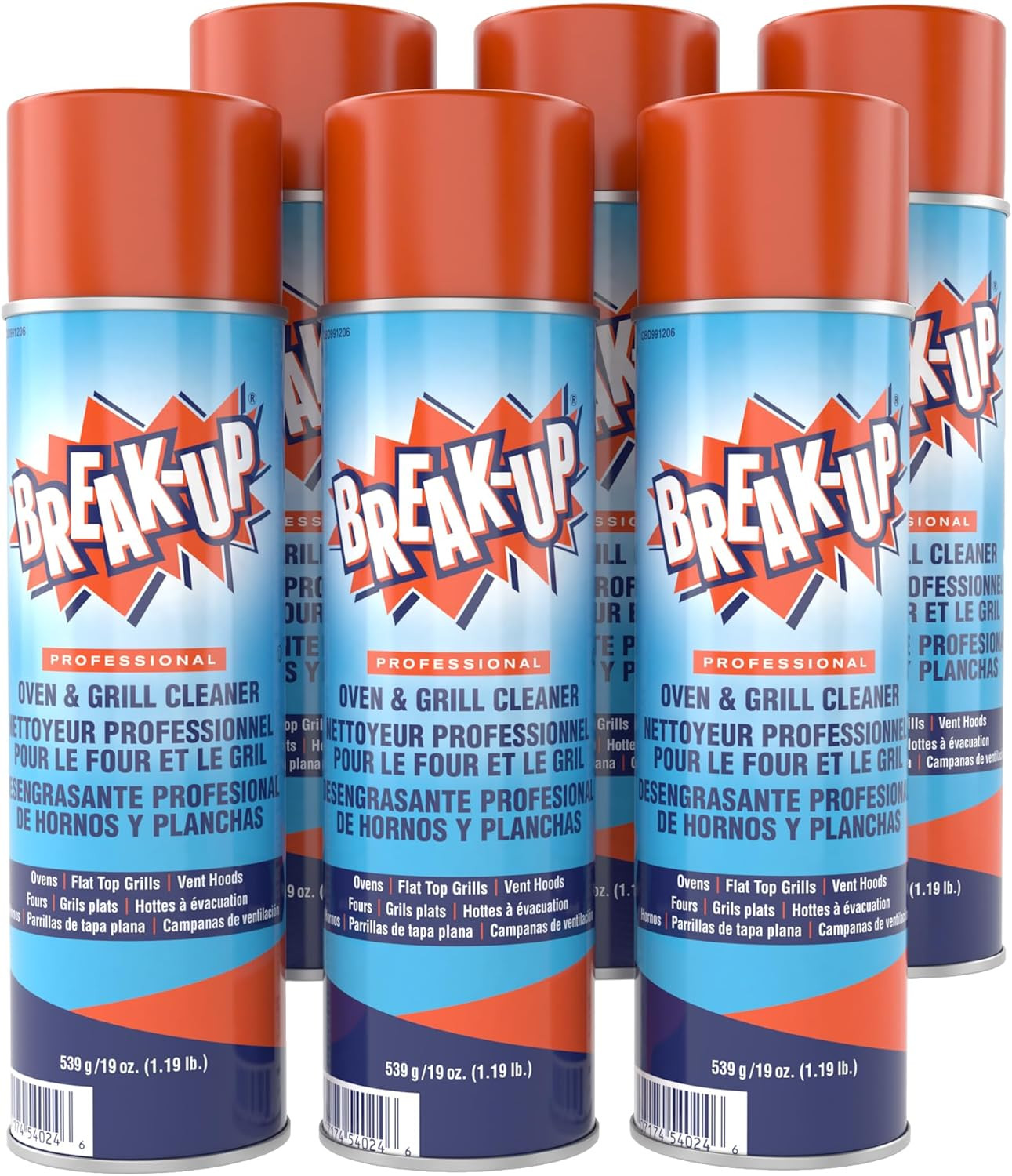 Heavy Duty Oven & Grill Cleaner, 19 Oz Aerosol Spray, Pack of 6