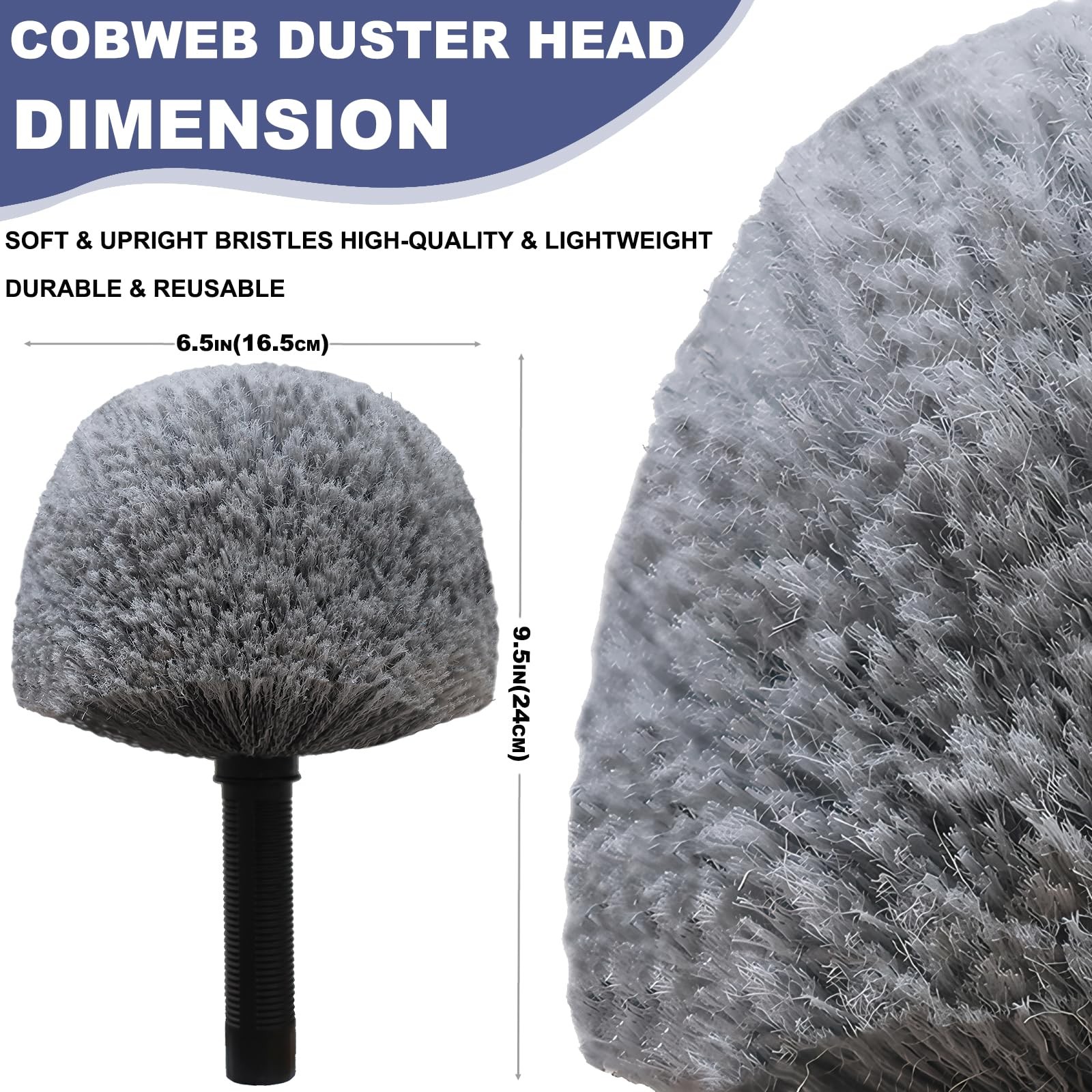 2 Pack Robust Cobweb Duster Head Brush – Superior Twist-On Web Cleaning Tool