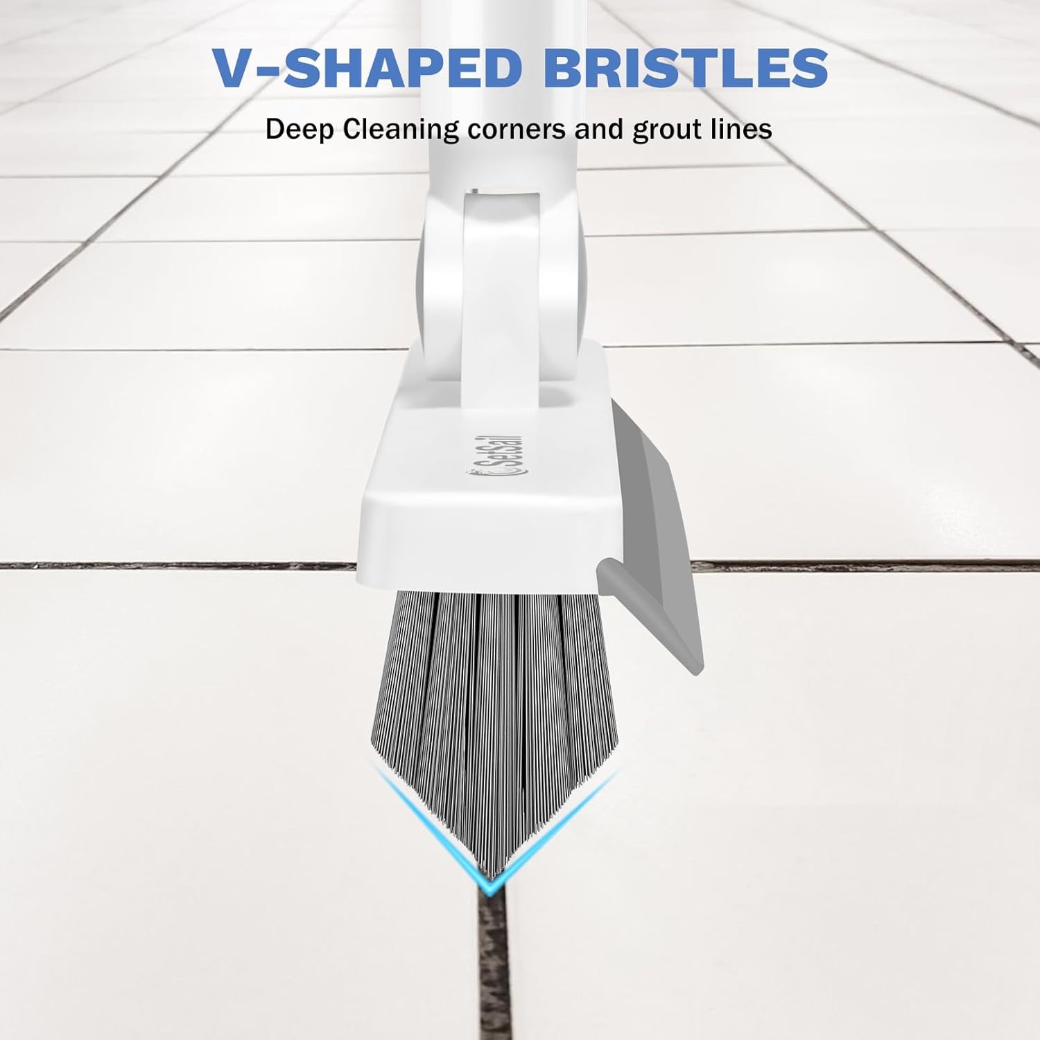 Long Handle Grout Cleaner Brush V Shaped Swivel Head Floor Scrub Brush with