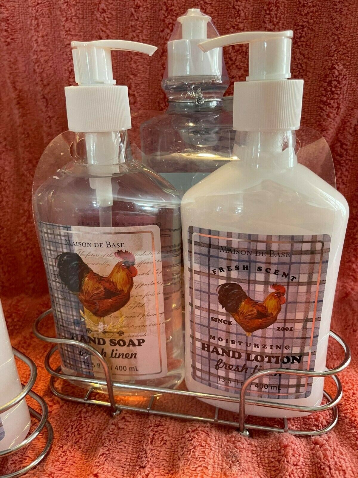 3 PIECE CORE HOME MAISON Dish Soap Hand Soap Lotion Kitchen Caddy ~ FRESH LINEN
