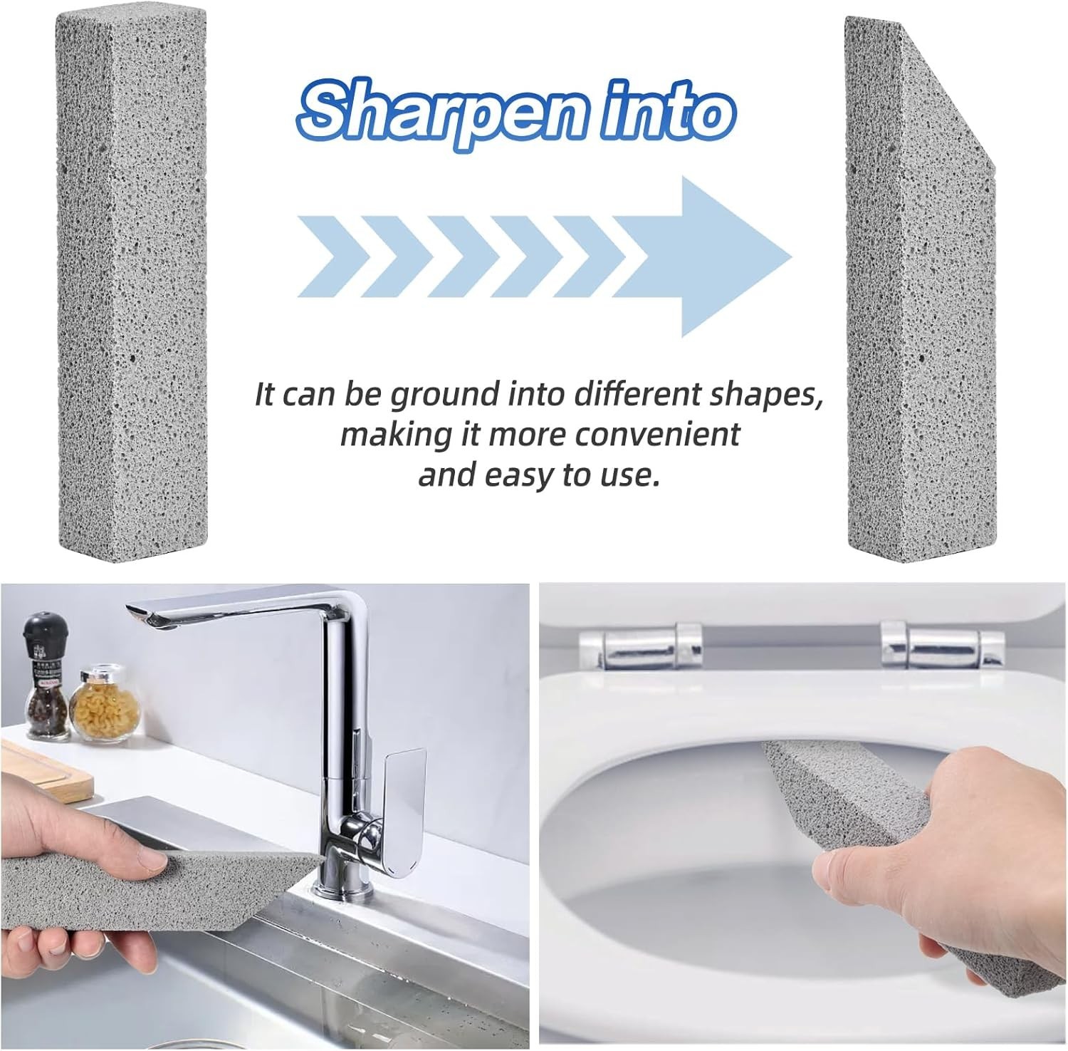 6 Pack Pumice Stone for Toilet Cleaning Bowl Stick, Powerfully Cleans Hard Water
