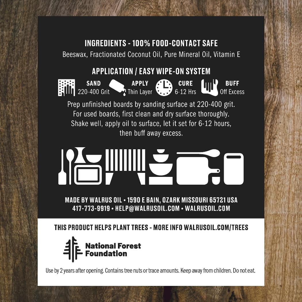 WALRUS OIL – Cutting Board Oil and Wood Butcher Block 8 oz (1/2 pint), Black