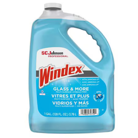 Windex 696503 Liquid Glass And Surface Cleaner, 1 Gal, Blue, Unscented, Jug