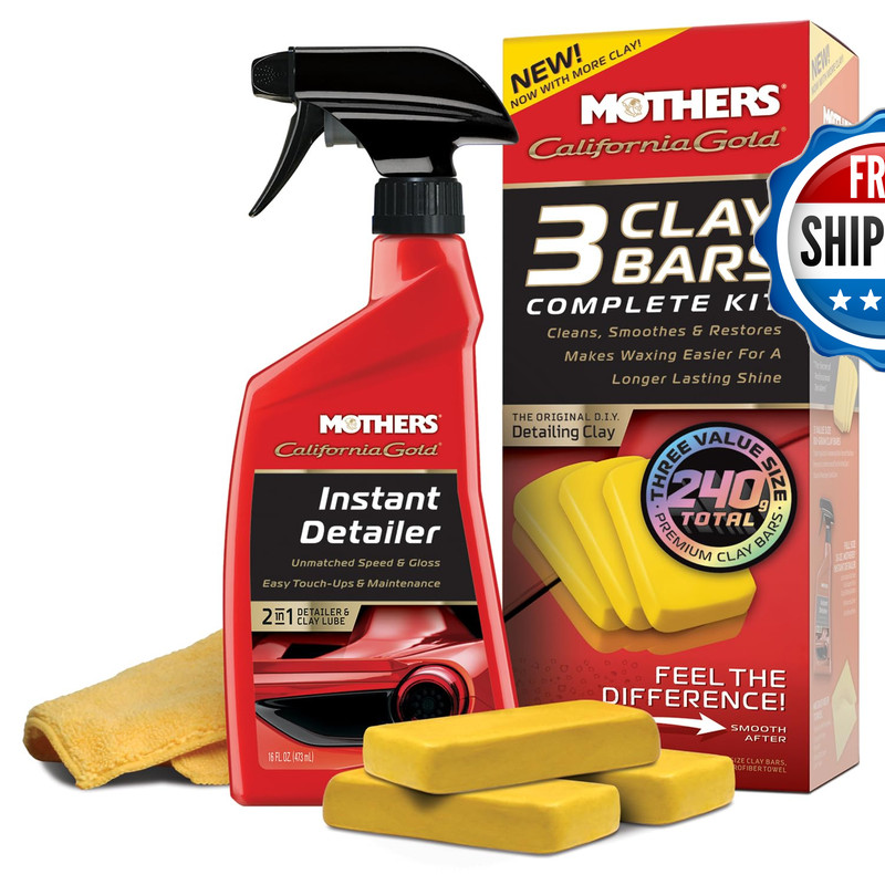 Mothers California Gold 3 Clay Bar Complete Kit 3 80-Gram Clay Bars 16 Oz.