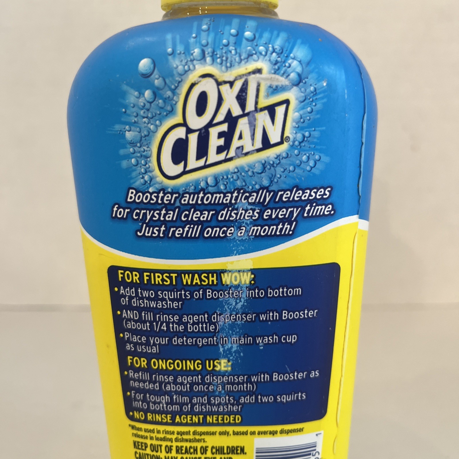 DISCONT Oxi Clean Dishwashing Booster Crystal Clear Glasses 13oz USED ~1/2 FULL