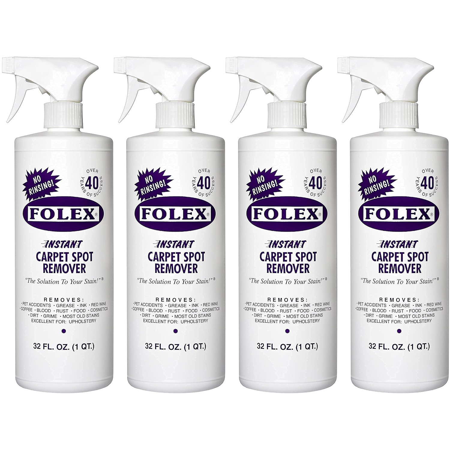 4 Pack Folex Instant Carpet Spot Remover – 32 oz – Removes Pet Accidents, Grease