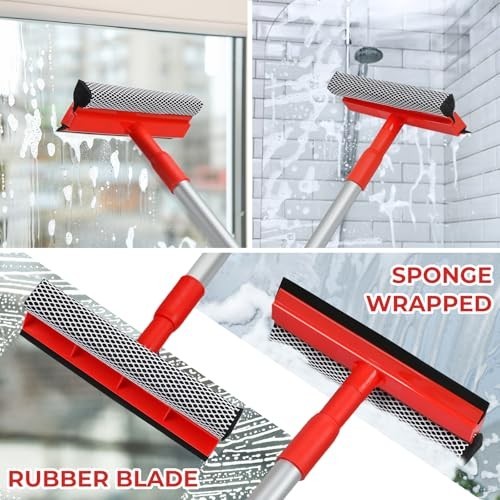 Windshield Cleaner Tool 2 in 1 Car Window Squeegee with Extendable Handle