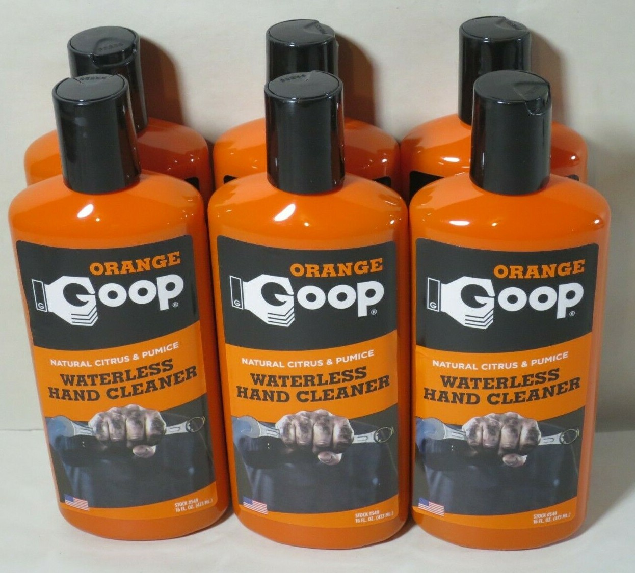 Orange Goop 549 Waterless Hand Cleaner w/Natural Citrus & Pumice 16oz Case of 6