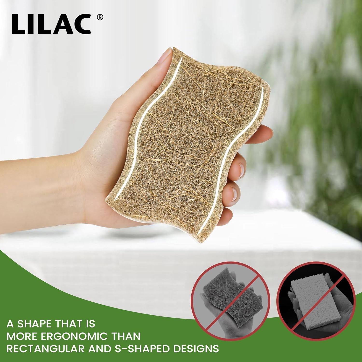 12 Pack Natural Cellulose Sponges for Dishes – Non-Scratch Kitchen Scrub Sponges