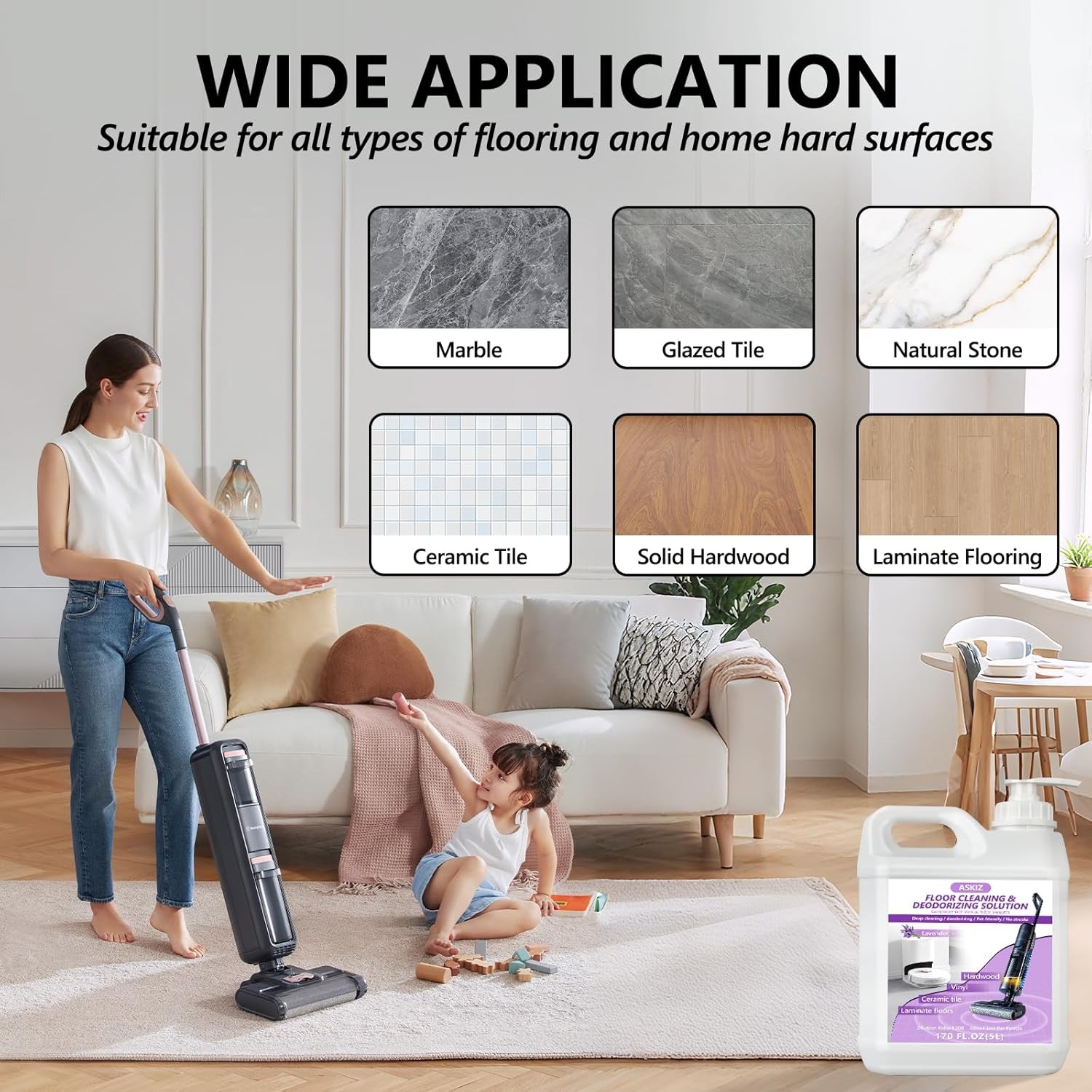 170 FL OZ Floor Cleaning Solution Floor Cleaner for Mopping with Tineco Deep