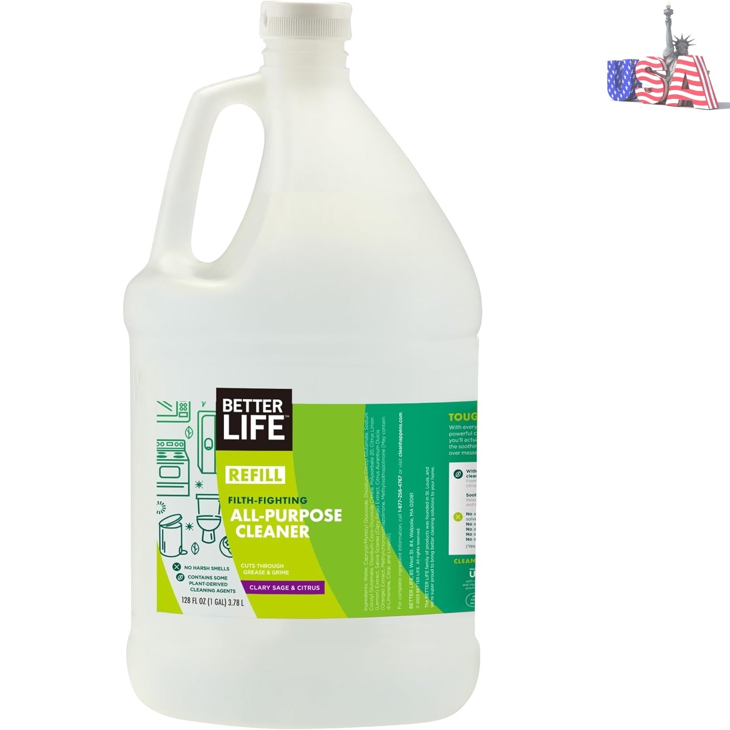 Clary Sage & Citrus Cleaner – All-Purpose 128 Fl Oz Spray for Safe Home Cleaning