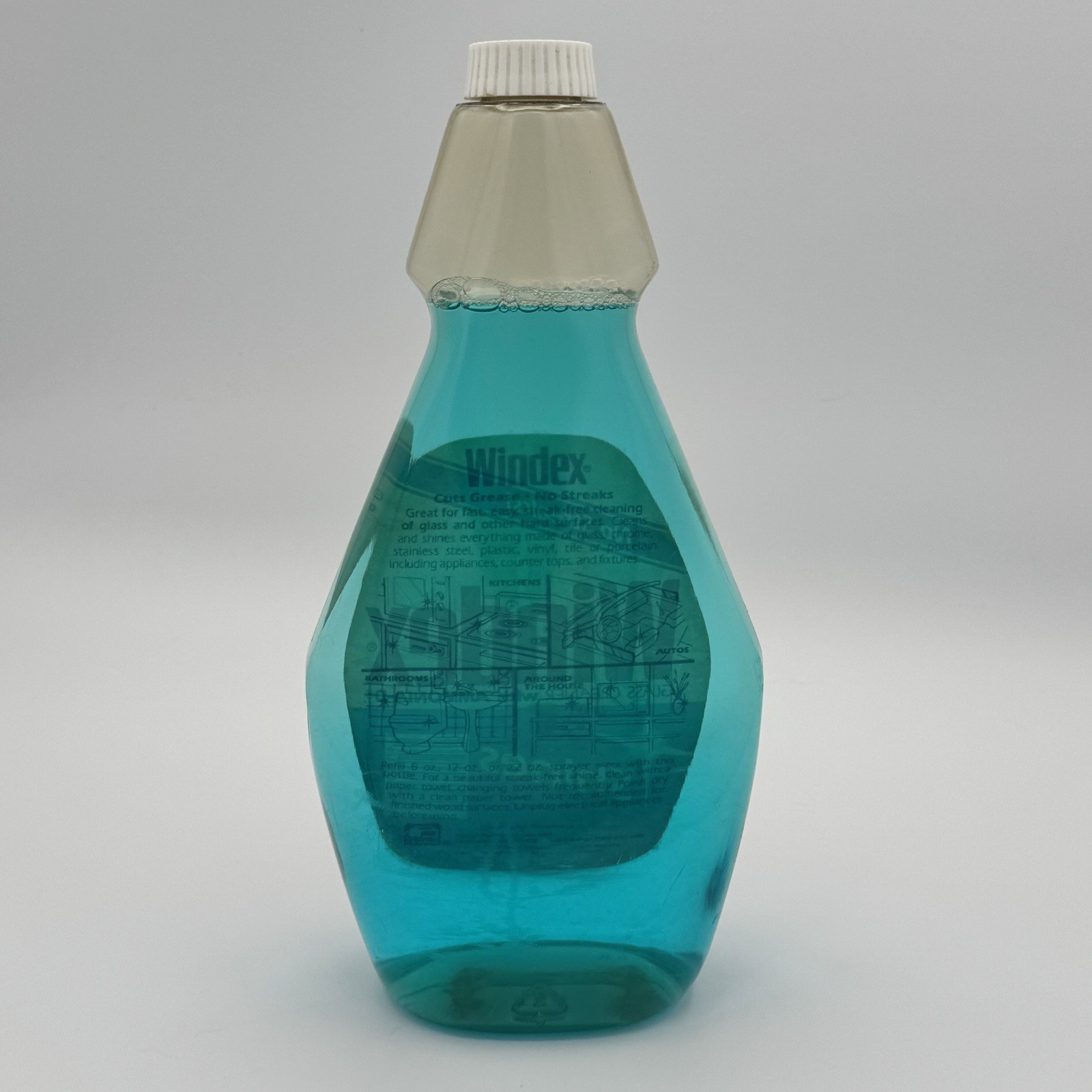 Vintage Windex No Streaks Glass Cleaner with Ammonia-D 80s Refill Partial Fill