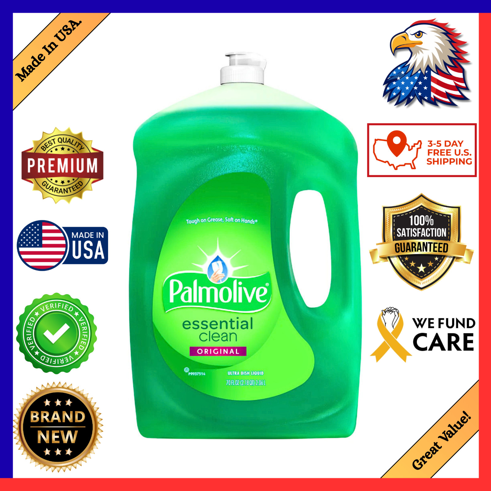 Palmolive Original Essential Clean Liquid Dish Soap, LARGE 70 fl oz Bottle