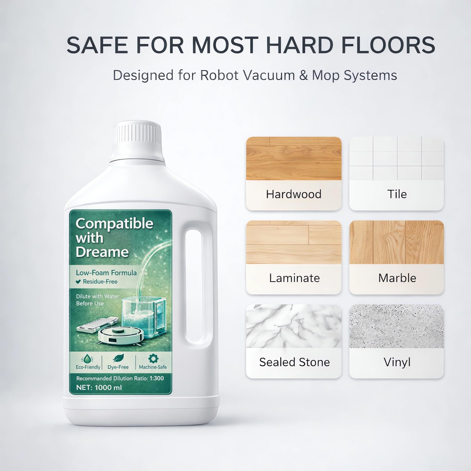 Floor Cleaning Solution, with Dreame Wet Dry Vacuum Cleaner, Low Foam Concent…