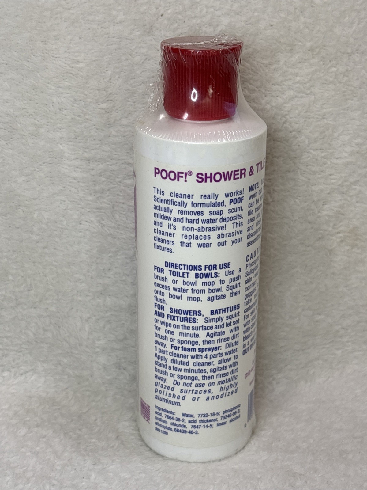 Poof Shower & Tile Cleaner Non-Toxic Non-Flammable Biodegradable 8oz Made In USA