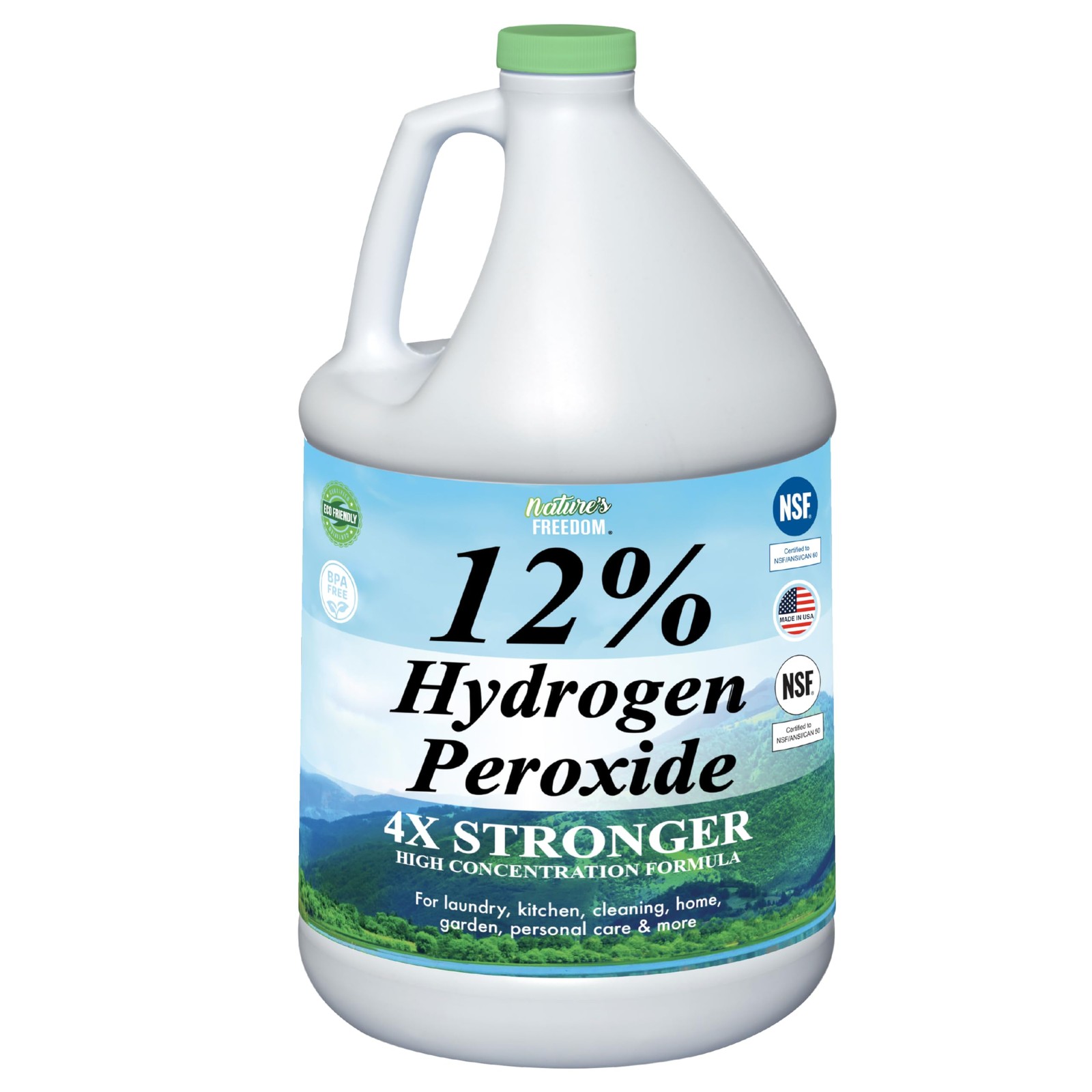 12% Hydrogen Peroxide, Food Grade H2O2 and Purified Water Only, NSF Listed, 1…