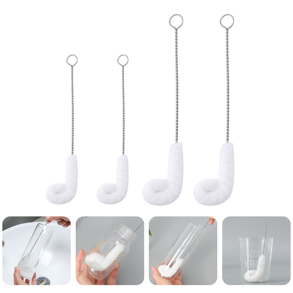 4Pcs Flexible Bottle Brush Set Durable Stainless Steel for Home Use
