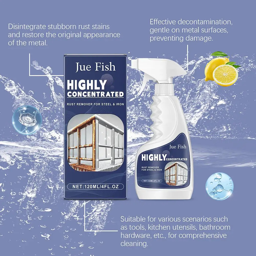 Industrial Rust Remover 120ml Highly Concentrated Fast Acting Steel Iron Cleaner