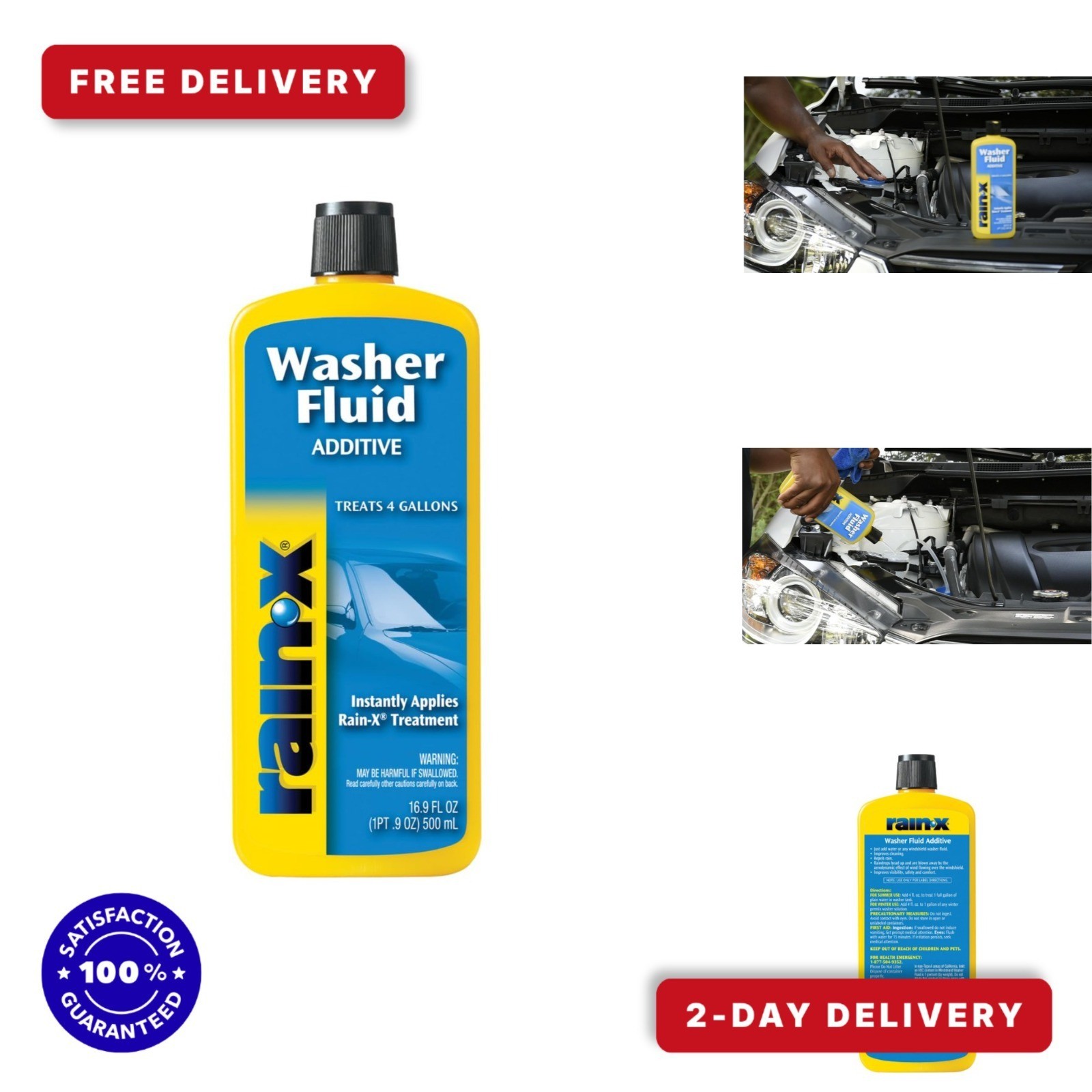 Rain-X Washer Fluid Additive – 16.9 fl. oz, Streak Free, Unscented