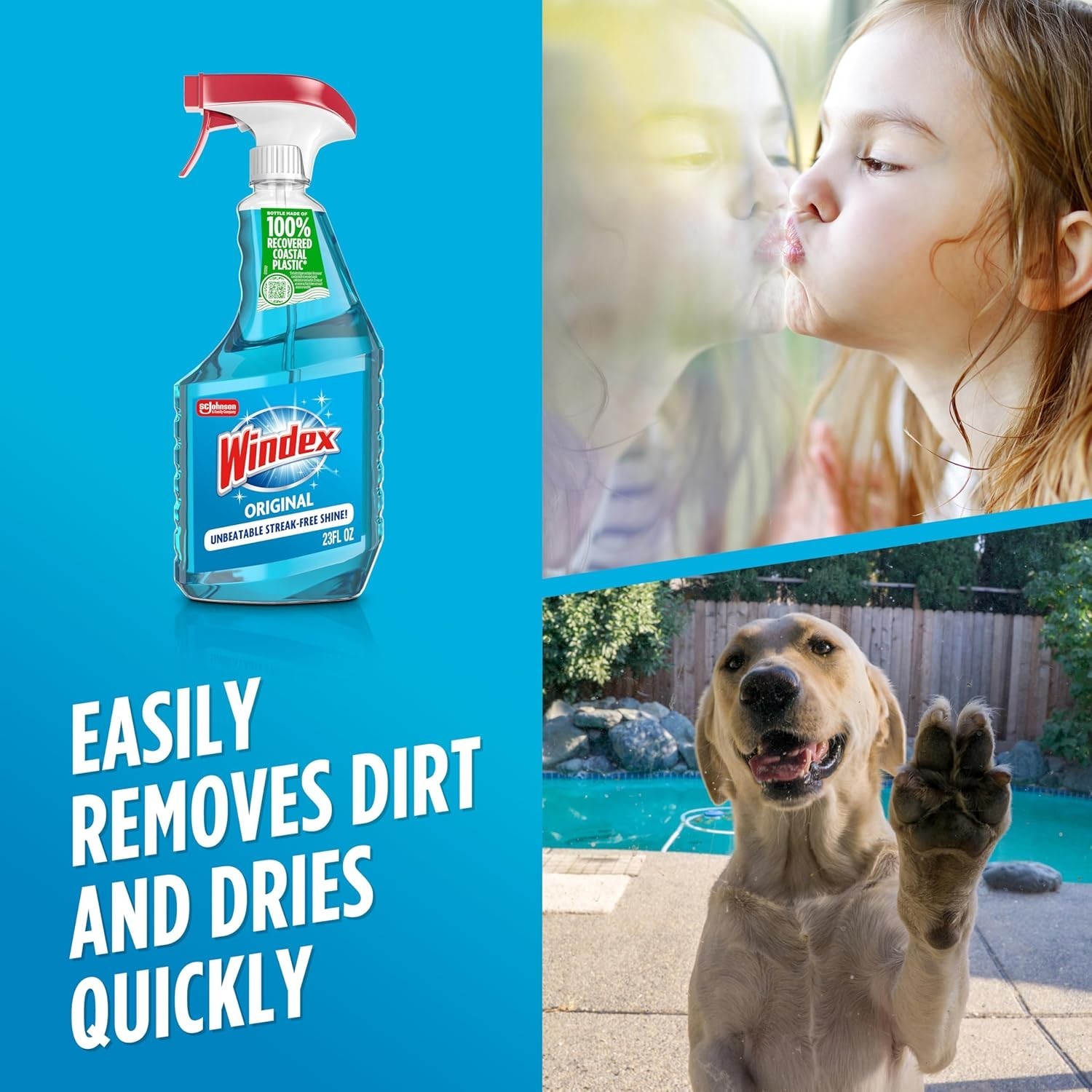 Windex Pack of 6 Glass and Window Cleaner Spray Bottle, Original Blue, 23 fl oz