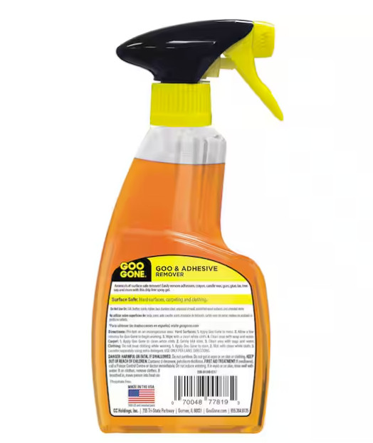 GOO GONE Original ADHESIVE Glue Gum Remover ~ Fresh Citrus & Surface Safe 12Oz