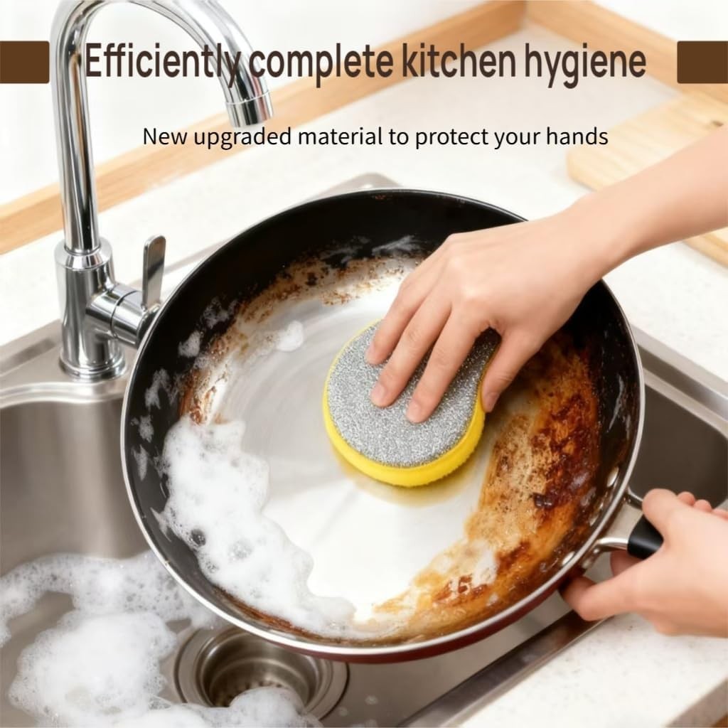 10 Pcs -Double-Sided Scouring Pads Dish Pan Washing Sponge Kitchen Cleaning Tool