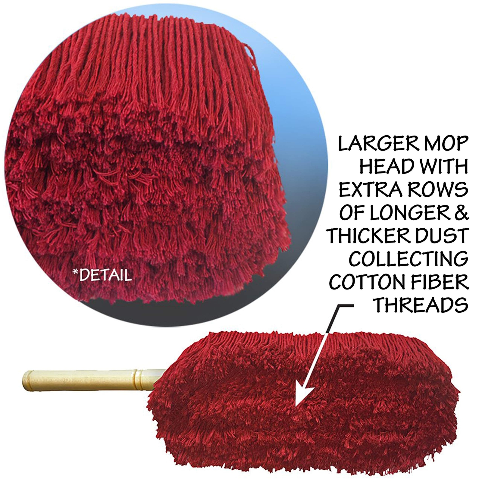 OCM Brand Premium Extra Large Car Duster Durable Solid Wood Handle Includes Stor