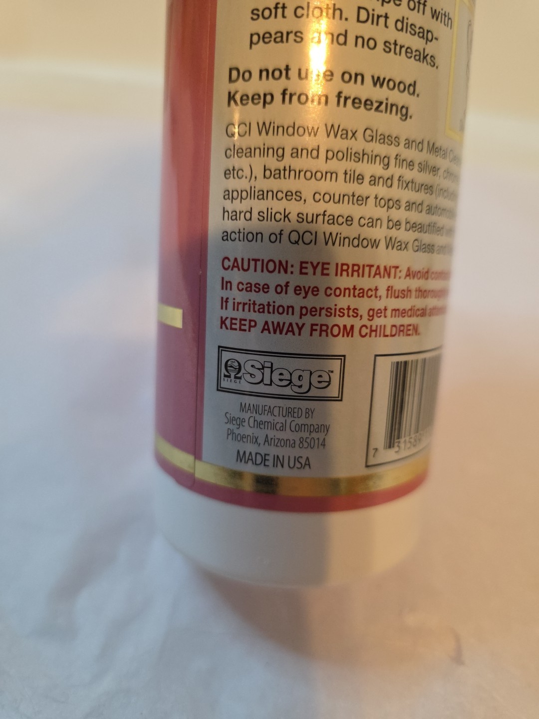 Window Wax Glass Silver Chrome Cleaner Polish Wax Sealed VTG Discontinued Siege