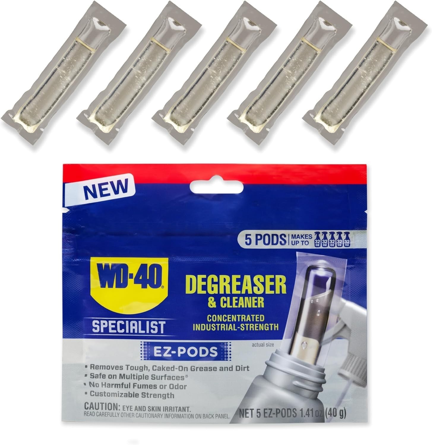 WD 40 Degreaser Cleaner EZ PODS Multi Surface Cleaning Pack of 5 NEW