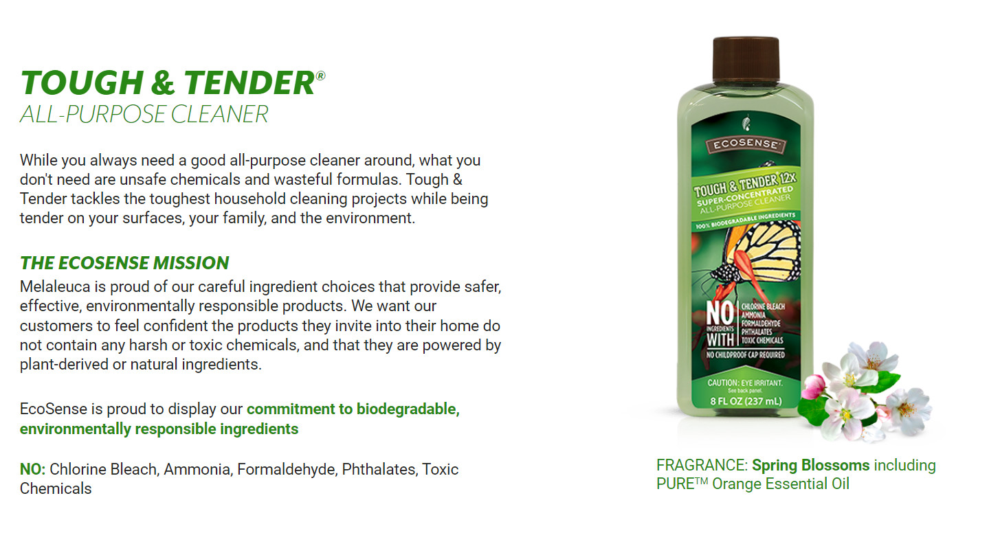 Melaleuca Ecosense Tough And Tender All Purpose Cleaner 12x Concentrate 8 oz
