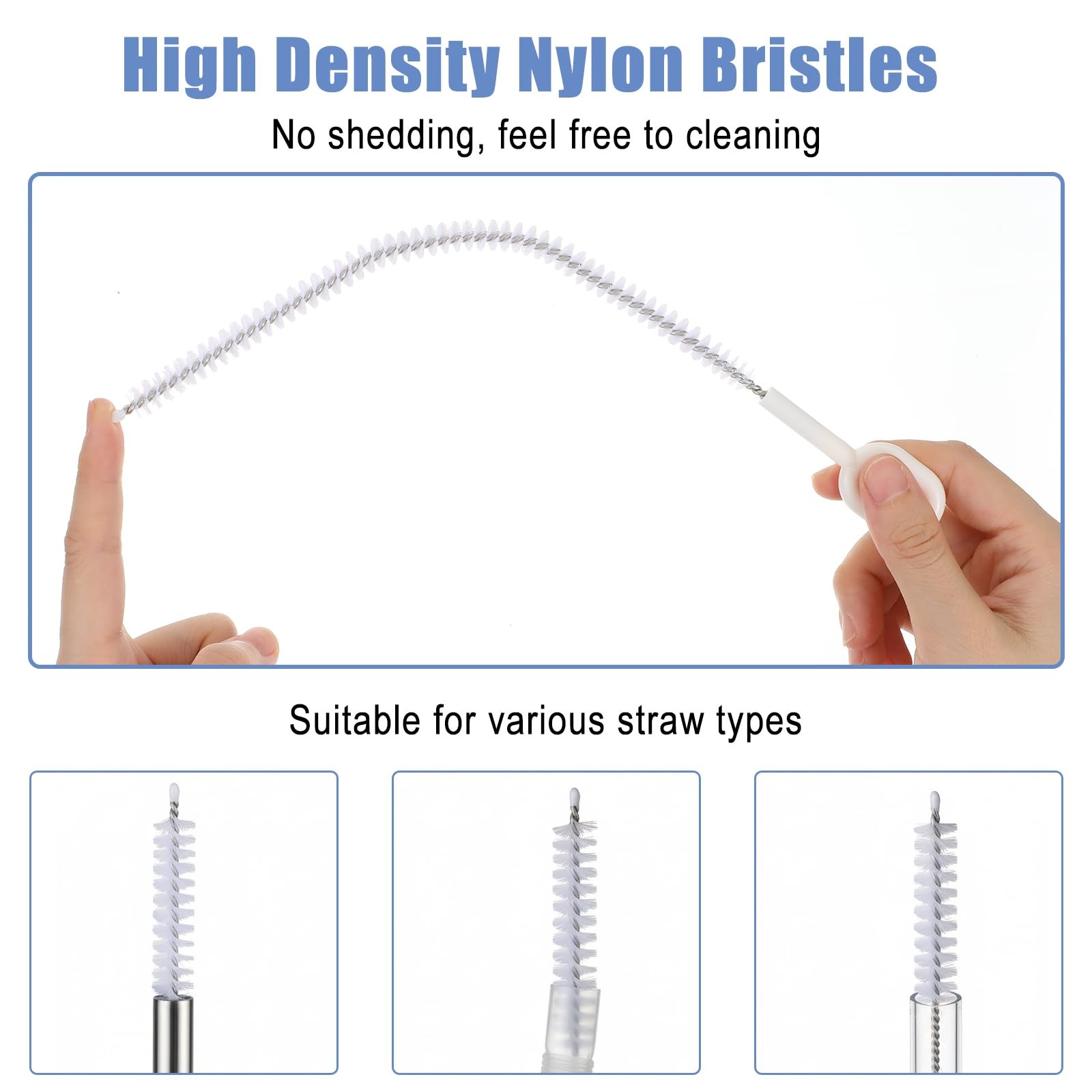 Shimmeroo 4Pcs Long Straw Cleaner Brush, 10.2In Extra Long Straw Tube Brush
