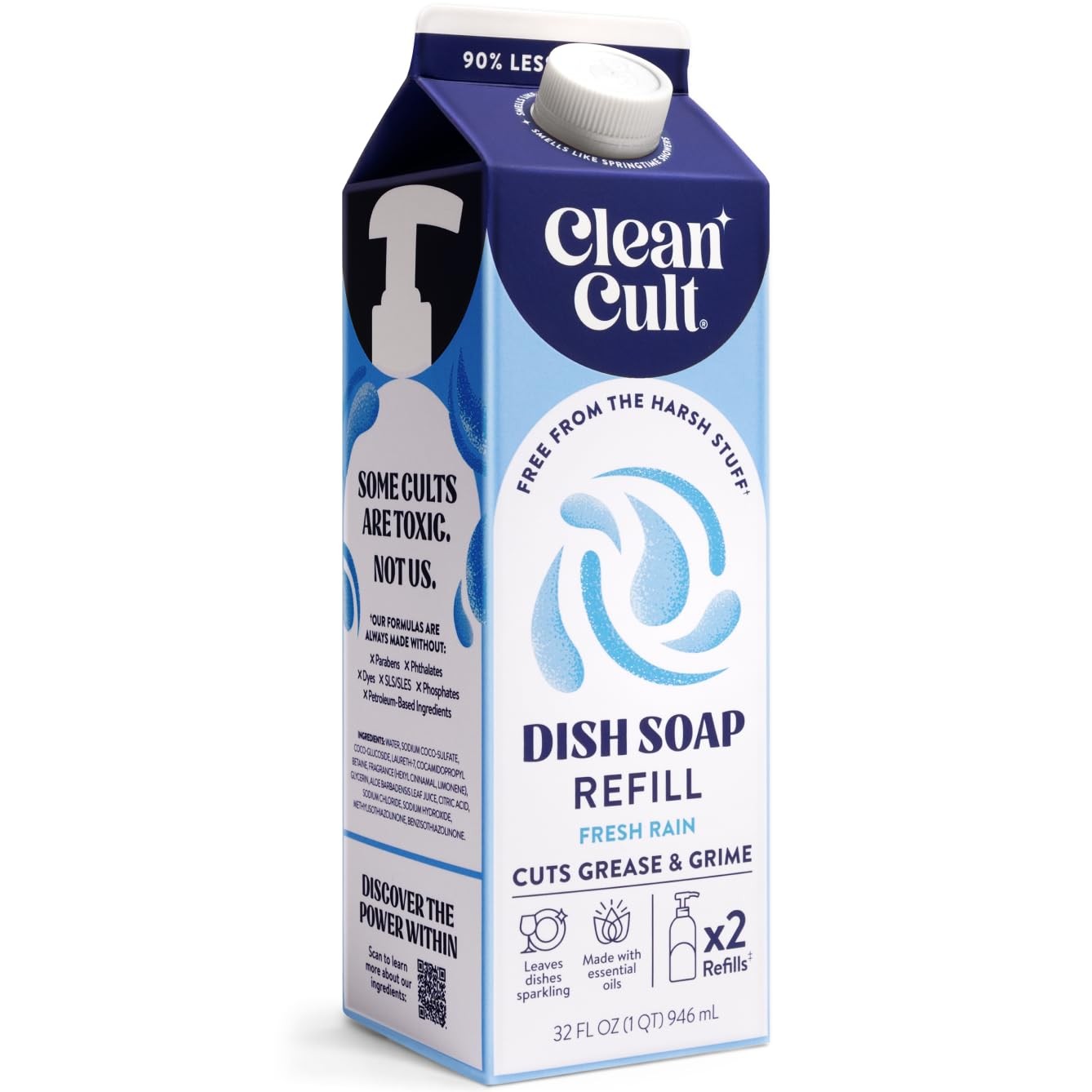 Plant-Based Dish Soap Refill 32oz – Cuts Grease, Eco-Friendly, Non-Toxic