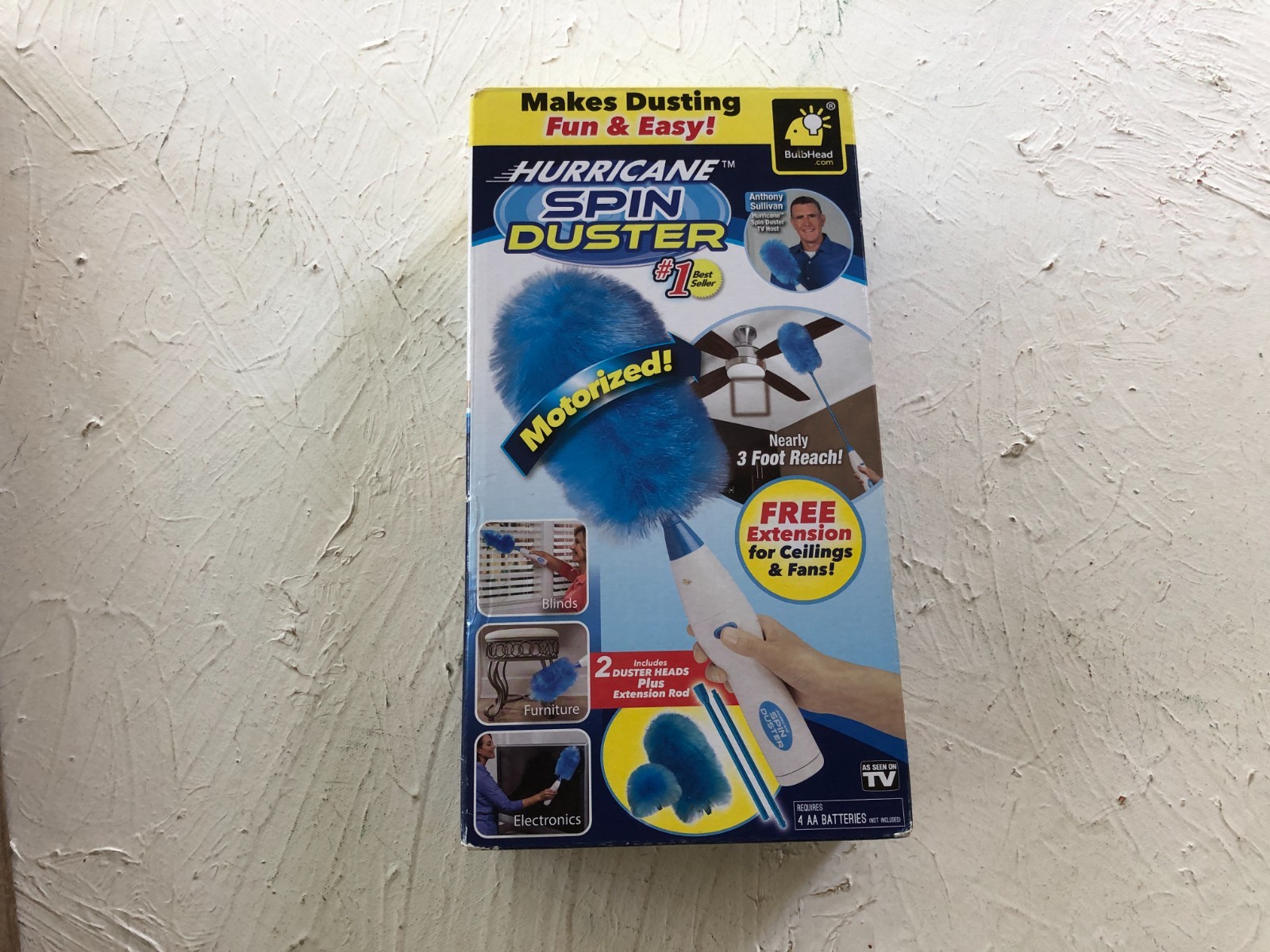 Hurricane Spin Duster Motorized Dust Wand With Extension For Ceiling Fans
