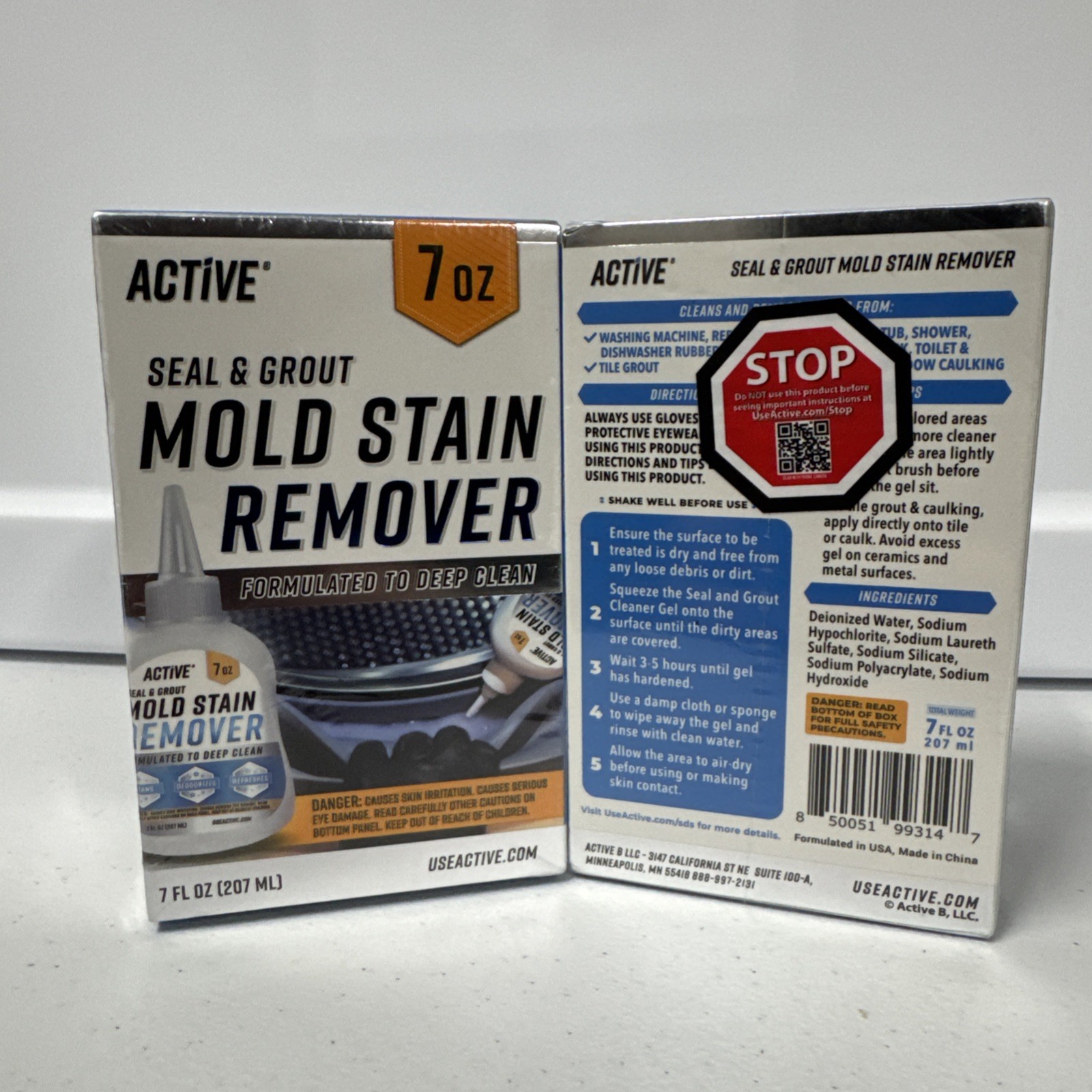 Lot of 2 Active Seal & Grout Mold Stain Remover, 7 fl oz Each, Free Shipping!