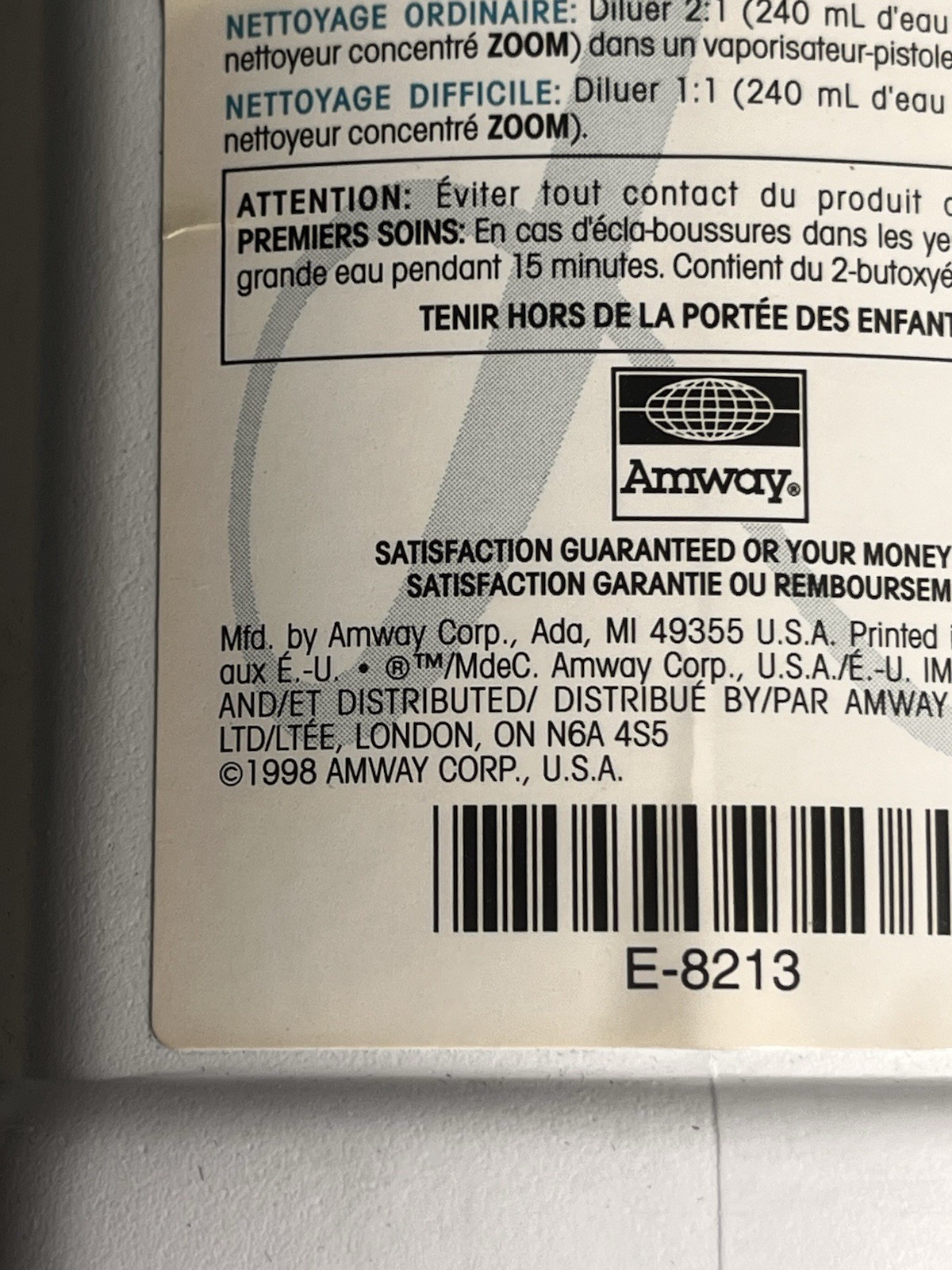 Amway Zoom Multipurpose Cleaner Concentrate, 1 liter (33.8 oz) 1998