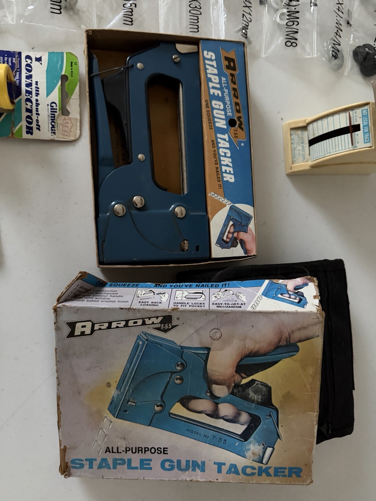 Big Lot Of House Hold Stuff 8 Items One Vintage Staple Hammer , New Bolts.
