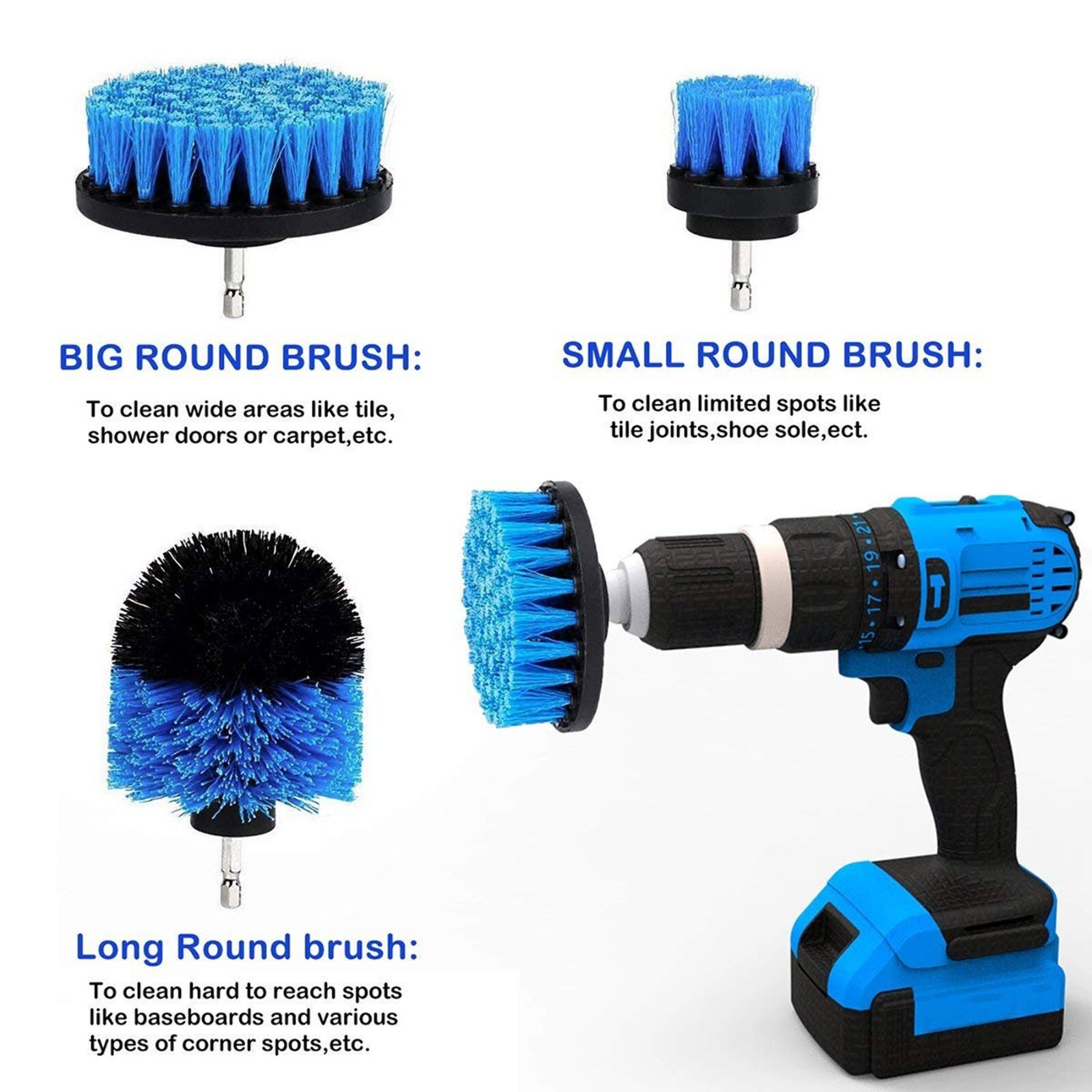 Drill Brush Set Power Scrubber Drill Attachments For Carpet Tile Grout Cleaning