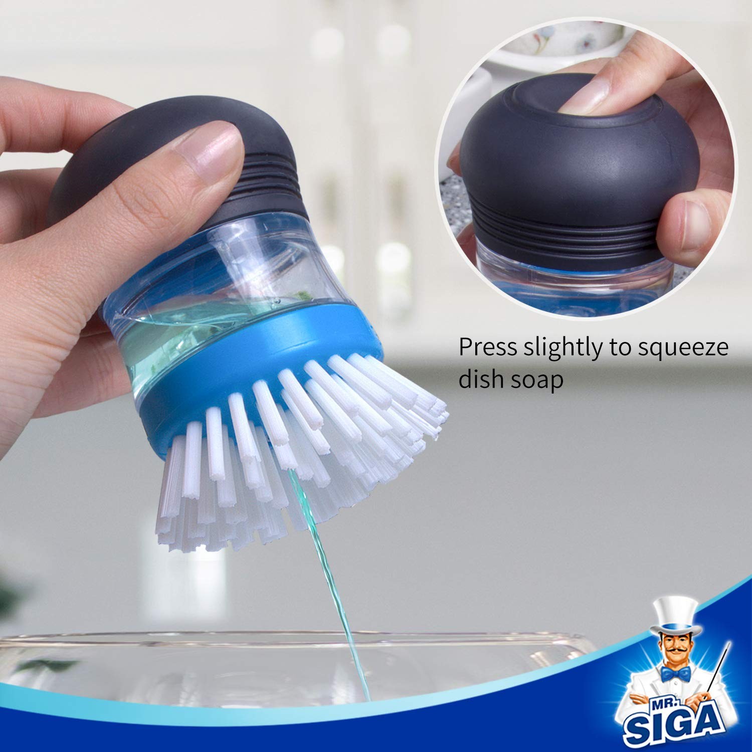 Soap Dispensing Palm Brush Storage Set, Kitchen Brush with Holder for Pot Pan…