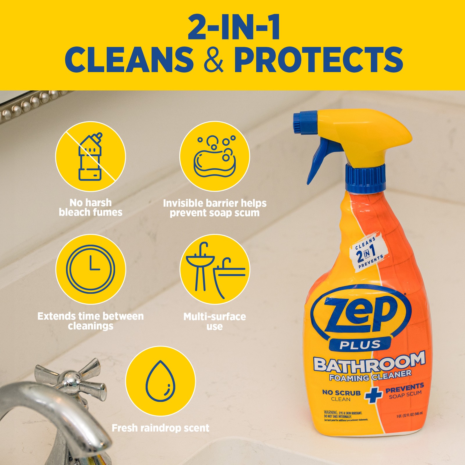 Zep Plus Bathroom Foaming Cleaner – 32 oz (Case of 12) – R54012 – Keep Your