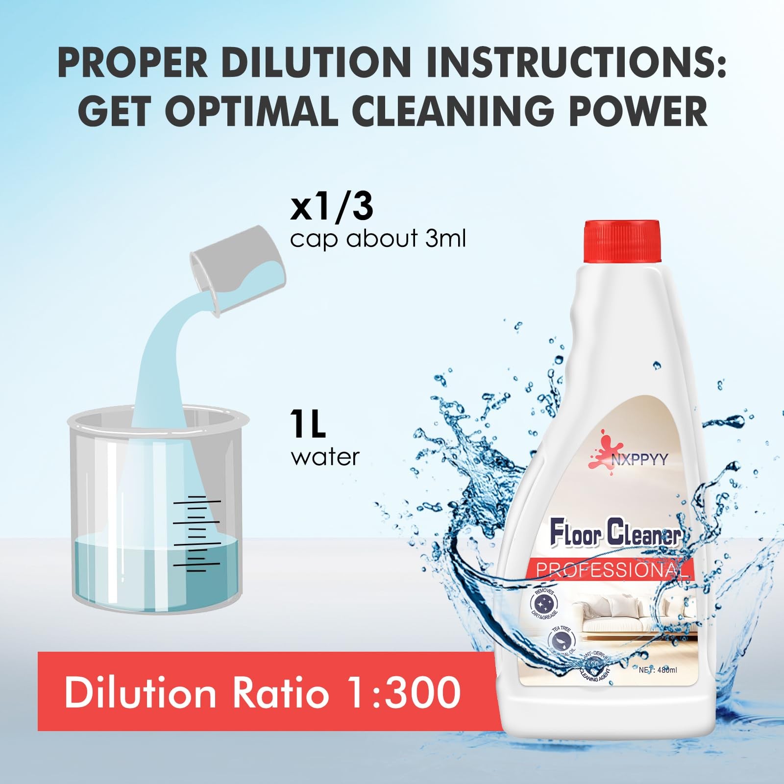 Compatible Floor Cleaner for Roborock Q5/Q7/Q8/S7/S8/Qrevo, 4 Bottles