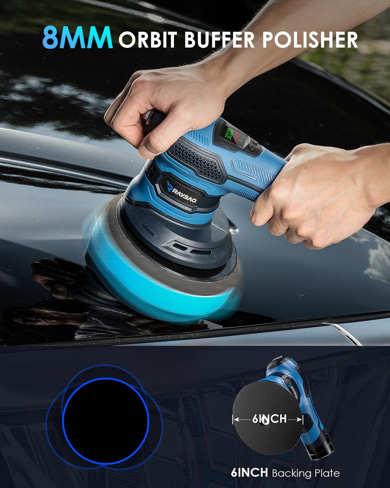 Cordless Polisher 2x2000mAh 21V Batteries,21pcs Attachments & 6 inch Car Buff…