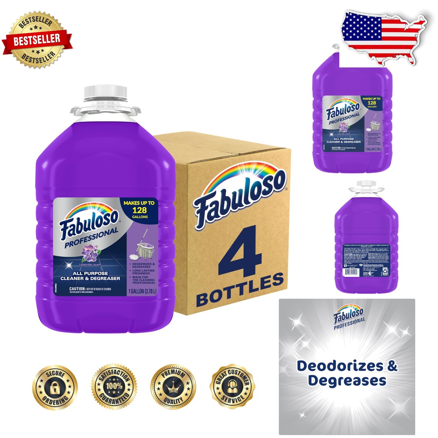 Lavender Cleaner 128oz 4pk: Concentrated, Deodorizing, Degreasing Power