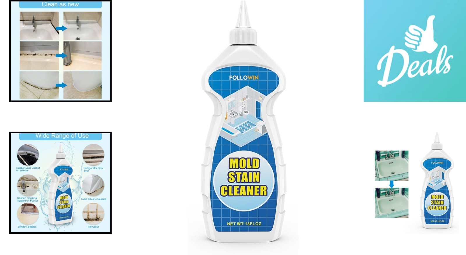 Gentle Yet Effective 18oz Mold Cleaner Gel – Versatile for Bathrooms & Kitchens