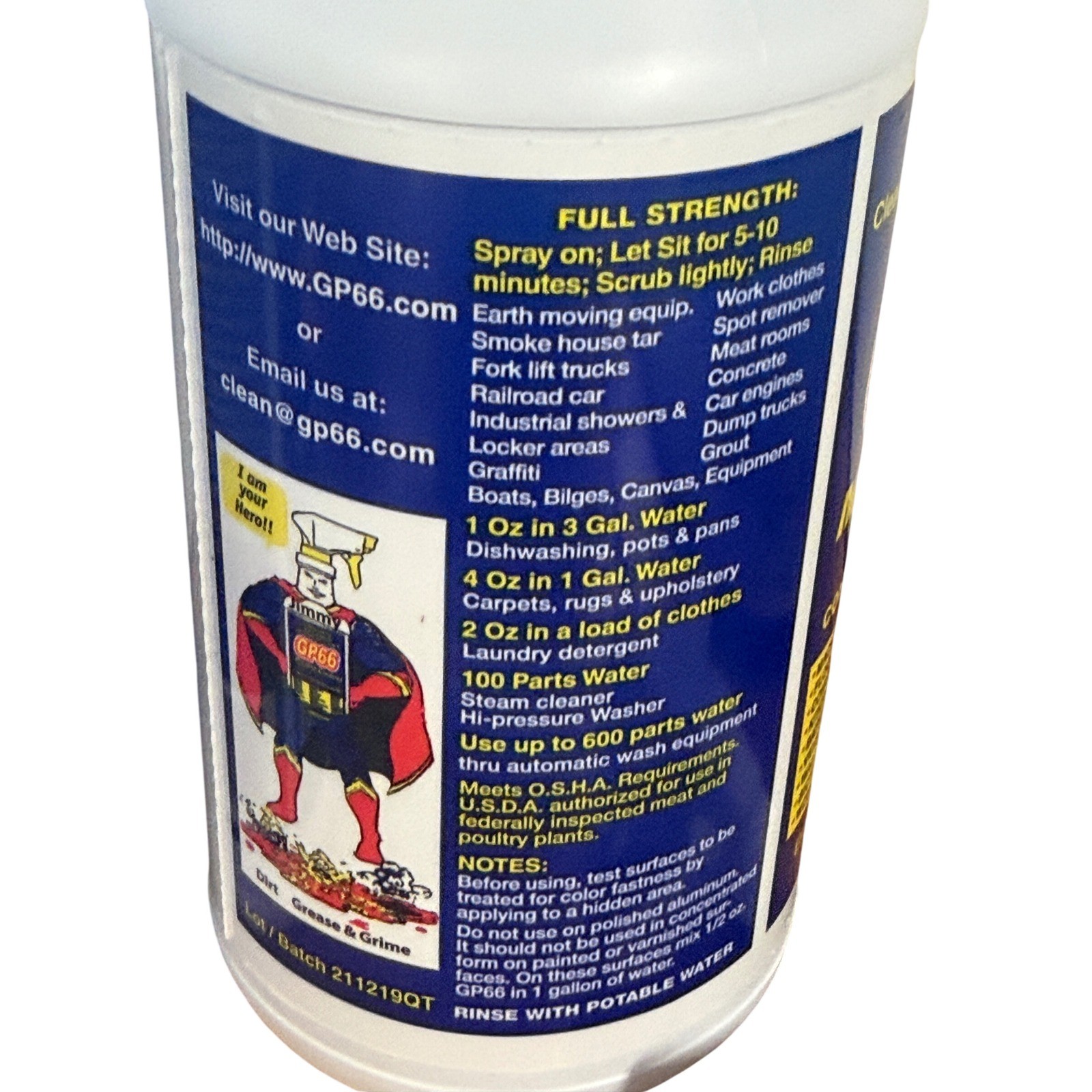 GP66 Miracle Cleaner Concentrated Degreaser 32 oz Bottles with Sprayers Set of 2