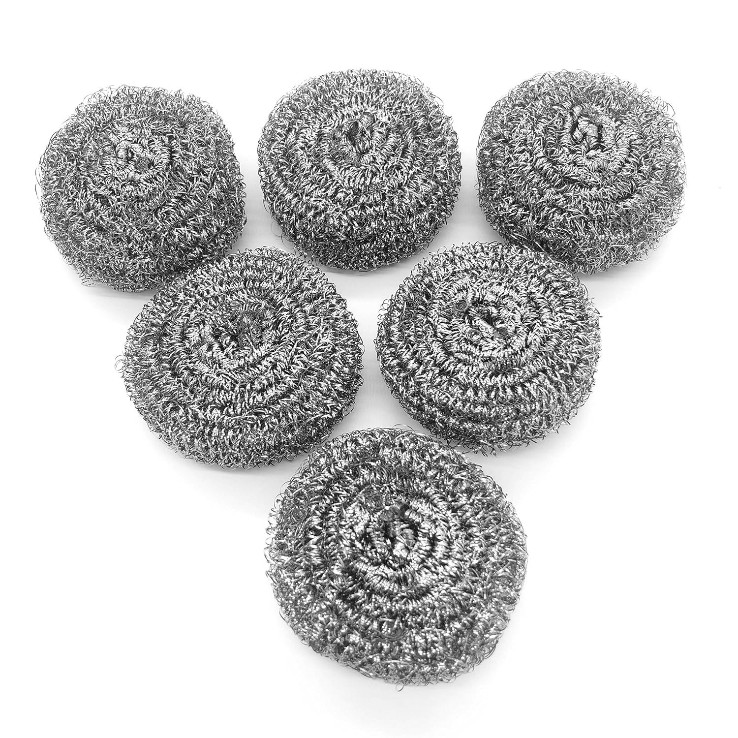 6 Pack Stainless Steel Wool Scrubber, Scrubbing Scouring Pad, Steel Wool Scru…