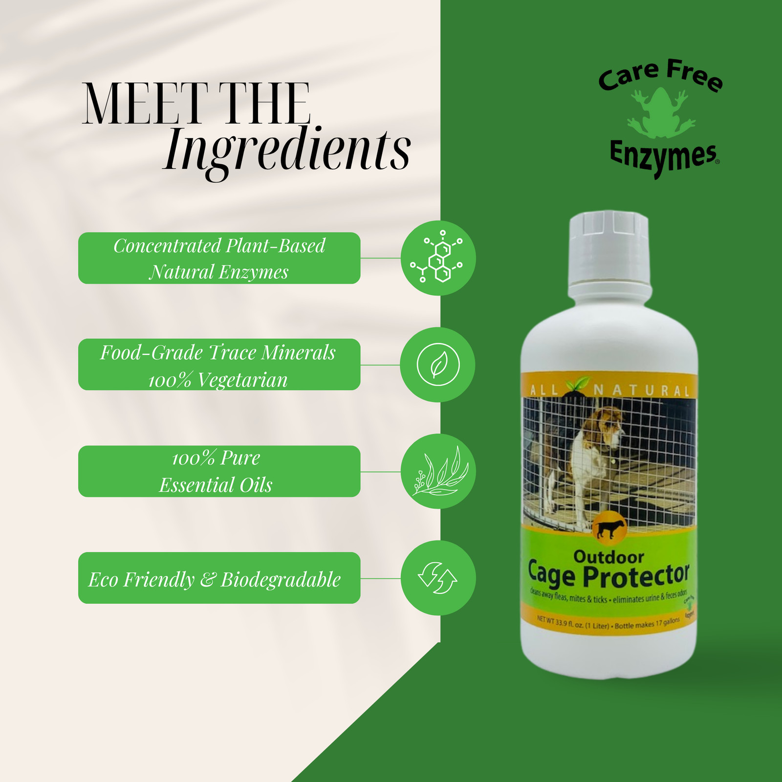 Outdoor Kennel & Cage Cleaner Concentrate | Eliminates Urine & Waste Odors | 32