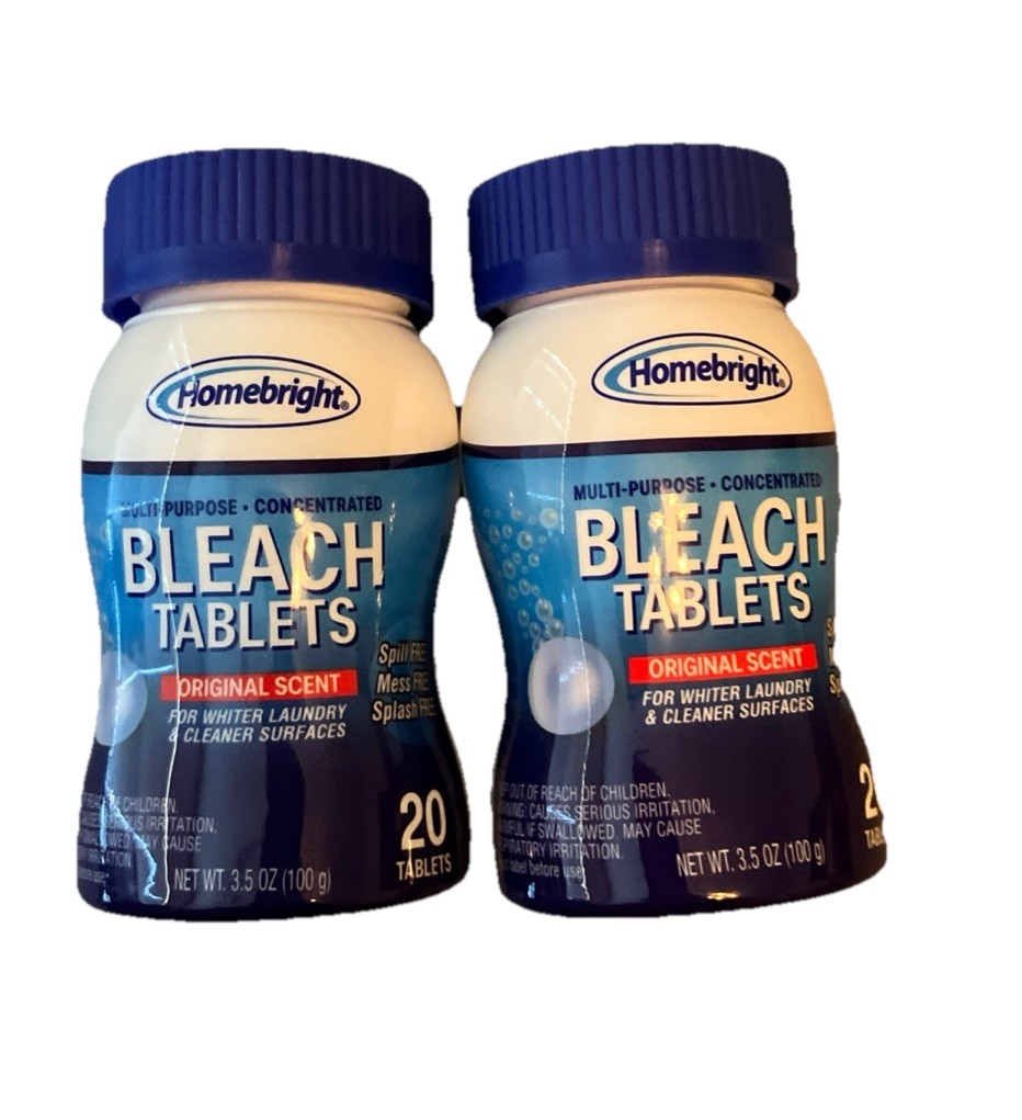 Homebright Bleach Tablets Original 20 Tablets 2CT Laundry Cleaning