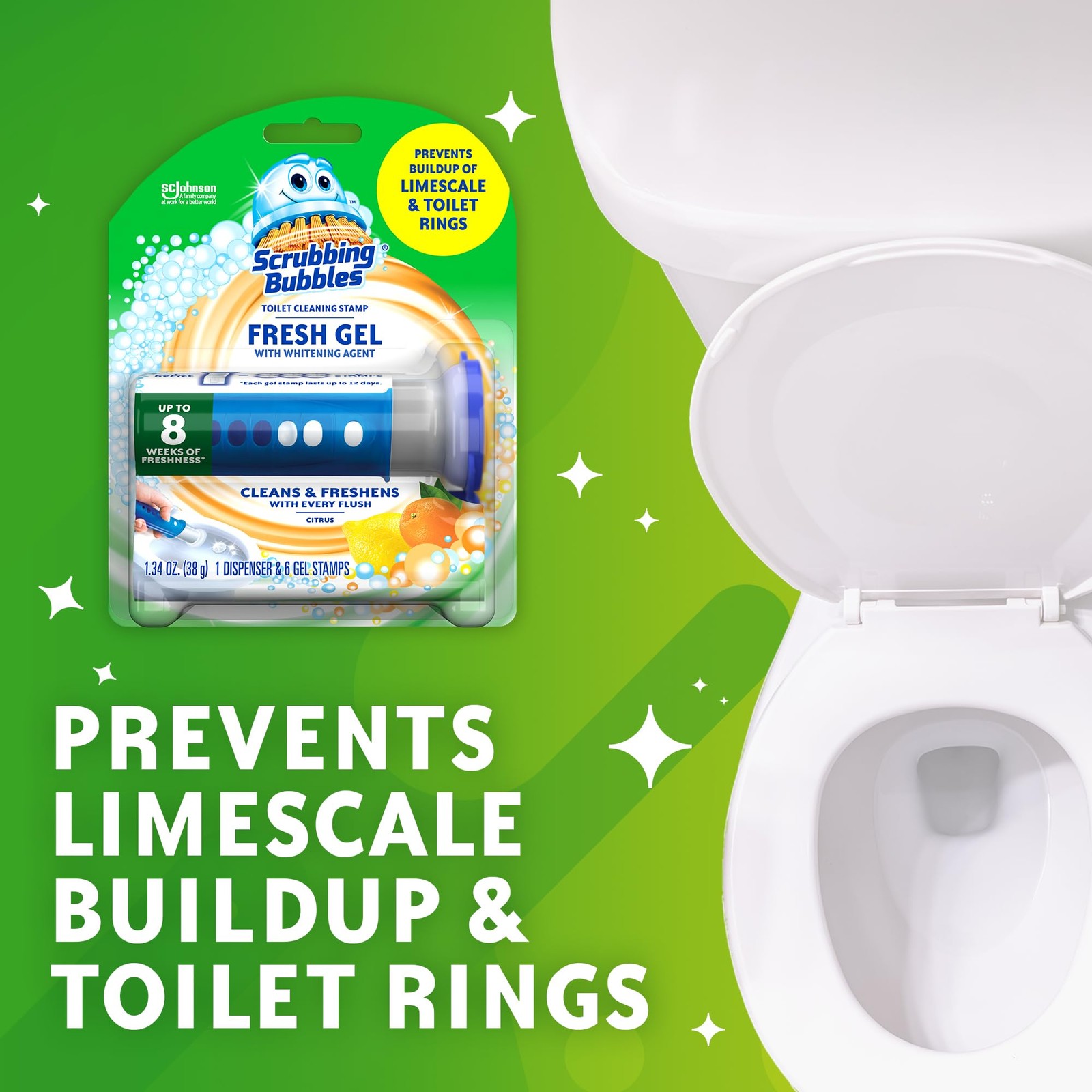 Scrubbing Bubbles Fresh Gel Toilet Bowl Cleaning 1.34 Ounce (Pack of 1), blue